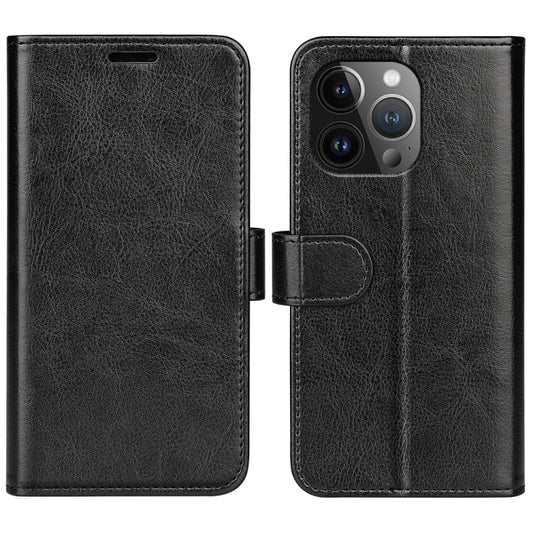 For iPhone 15 Pro R64 Texture Horizontal Flip Leather Phone Case(Black) - iPhone 15 Pro Cases by buy2fix | Online Shopping UK | buy2fix