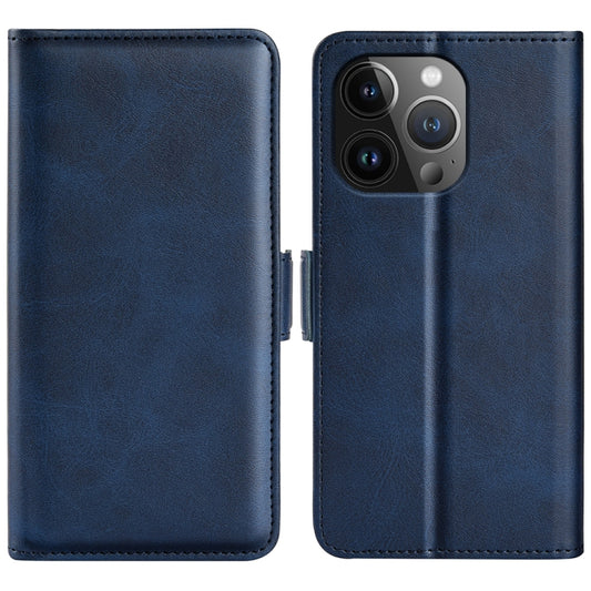 For iPhone 15 Pro Dual-side Magnetic Buckle Horizontal Flip Leather Phone Case(Dark Blue) - iPhone 15 Pro Cases by buy2fix | Online Shopping UK | buy2fix