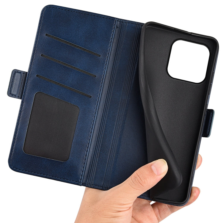 For iPhone 15 Pro Dual-side Magnetic Buckle Horizontal Flip Leather Phone Case(Dark Blue) - iPhone 15 Pro Cases by buy2fix | Online Shopping UK | buy2fix