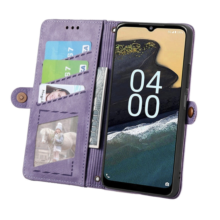 For Nokia G400 Geometric Zipper Wallet Side Buckle Leather Phone Case(Purple) - Nokia Cases by buy2fix | Online Shopping UK | buy2fix