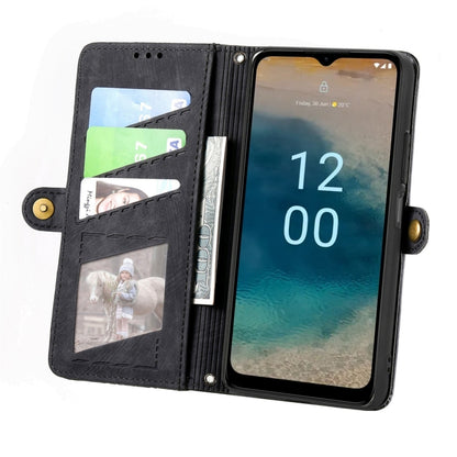 For Nokia G22 Geometric Zipper Wallet Side Buckle Leather Phone Case(Black) - Nokia Cases by buy2fix | Online Shopping UK | buy2fix