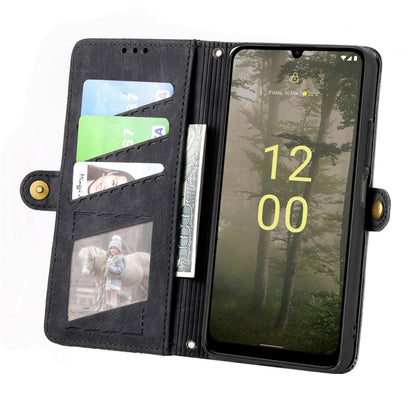 For Nokia C31 Geometric Zipper Wallet Side Buckle Leather Phone Case(Black) - Nokia Cases by buy2fix | Online Shopping UK | buy2fix