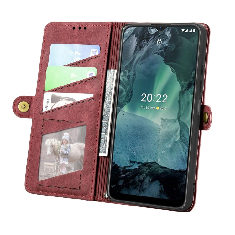 For Nokia G11/G21 Geometric Zipper Wallet Side Buckle Leather Phone Case(Red) - Nokia Cases by buy2fix | Online Shopping UK | buy2fix