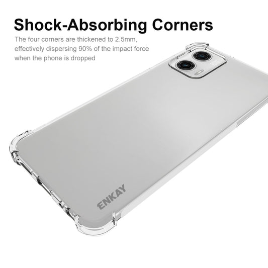 For Motorola Moto G73 5G ENKAY Transparent TPU Shockproof Phone Case with Glass Film by ENKAY
