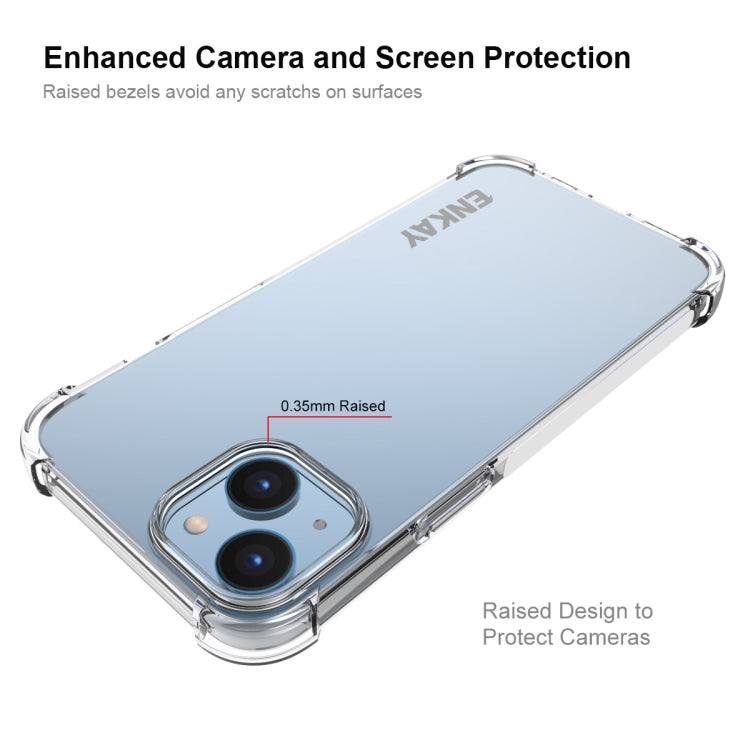 For iPhone 15 Plus ENKAY Transparent TPU Shockproof Phone Case with Glass Film by ENKAY