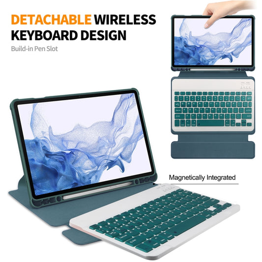 For Samsung Galaxy Tab S9 ENKAY 360 Degree Rotation Leather TPU Smart Case with Wireless Keyboard(Dark Green) by ENKAY