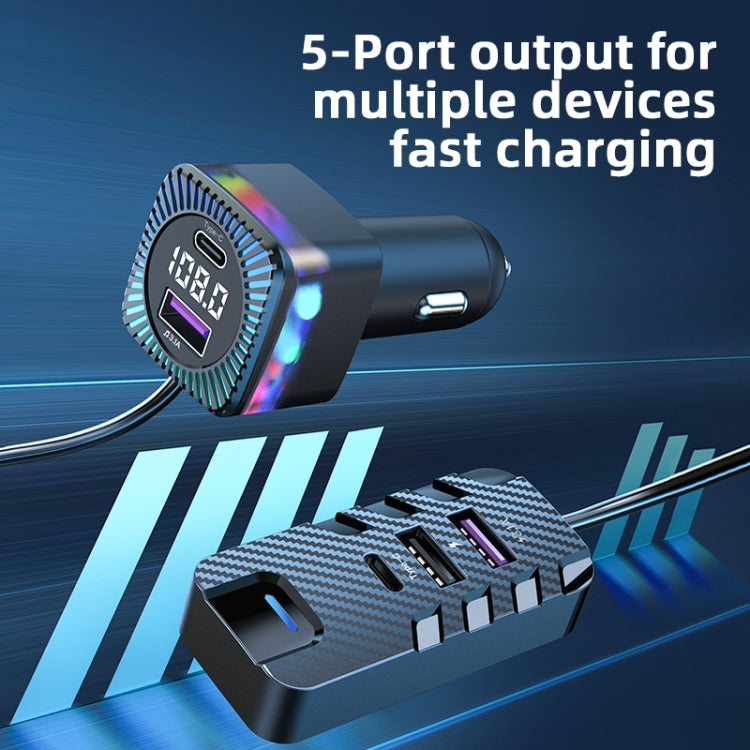 CS11 Multi-Port Rear Seat Extended Car Fast Charger Support Bluetooth MP3 Play - Car Charger by buy2fix | Online Shopping UK | buy2fix