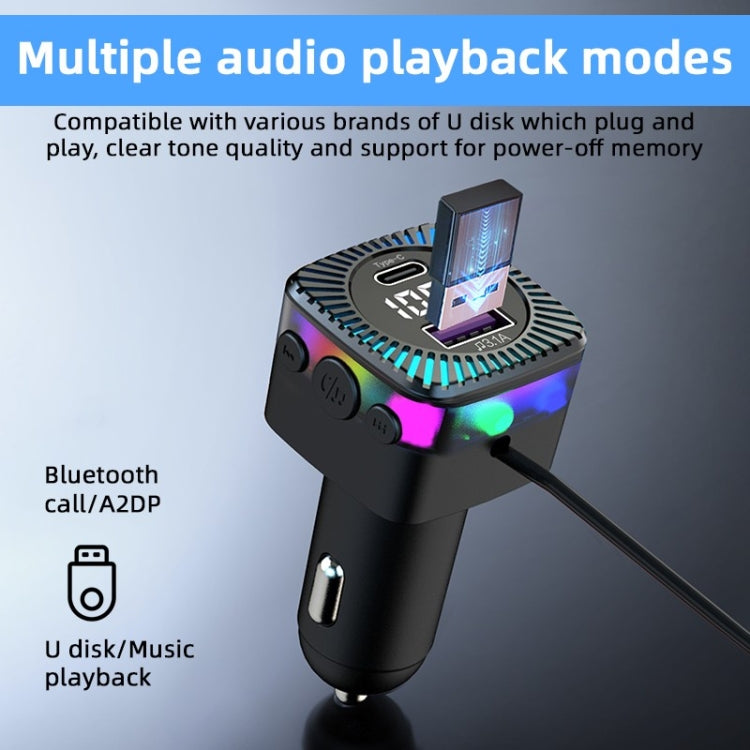 CS5 Car 3 in 1 Bluetooth 5.3 MP3 Player FM Transmitter Charger with Cable - Car Charger by buy2fix | Online Shopping UK | buy2fix