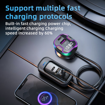 CS6 Portable Rear Seat Extended Car Charger Multi-Port Fast Charger - Car Charger by buy2fix | Online Shopping UK | buy2fix