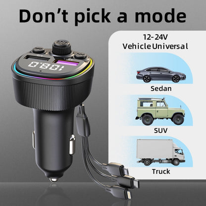 CS1 MP3 Player Bluetooth FM Transmitter 66W 3-In-1 Car Fast Charger - Car Charger by buy2fix | Online Shopping UK | buy2fix