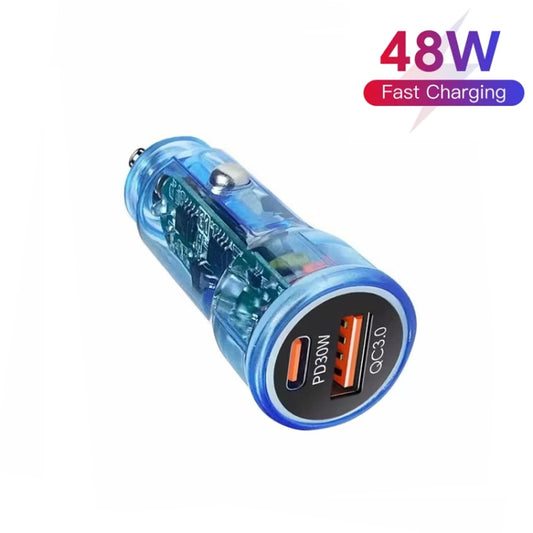 P35 48W PD30W+QC3.0 18W USB Transparent Car Quick Charge(Transparent Blue) by buy2fix
