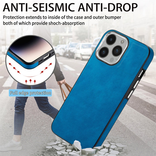 For iPhone 14 Pro Max Skin-Feel Electroplating TPU Shockproof Phone Case(Blue) by buy2fix