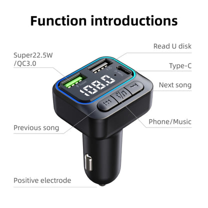 C40 Type-C + Dual USB QC3.0 Car Charger Bluetooth Hands-free Call Adapter Car MP3 Music Player - Car Charger by buy2fix | Online Shopping UK | buy2fix