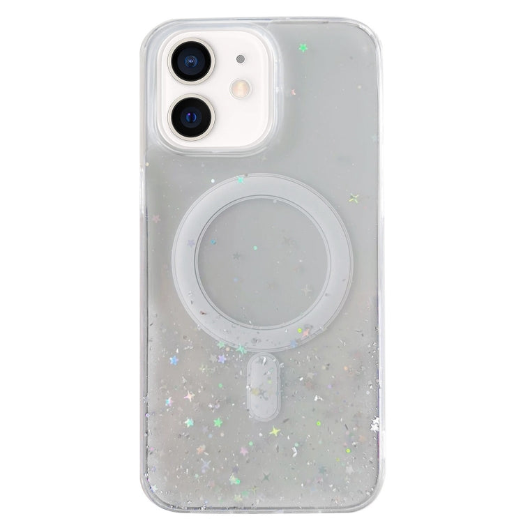 For iPhone 12 Glitter MagSafe Hybrid Clear TPU Phone Case(White) by buy2fix