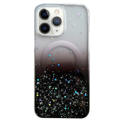 For iPhone 11 Pro Max MagSafe Glitter Hybrid Clear TPU Phone Case(Black) - iPhone 11 Cases by buy2fix | Online Shopping UK | buy2fix