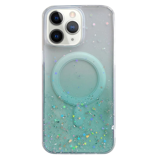 For iPhone 11 Pro Glitter MagSafe Hybrid Clear TPU Phone Case(Green) by buy2fix