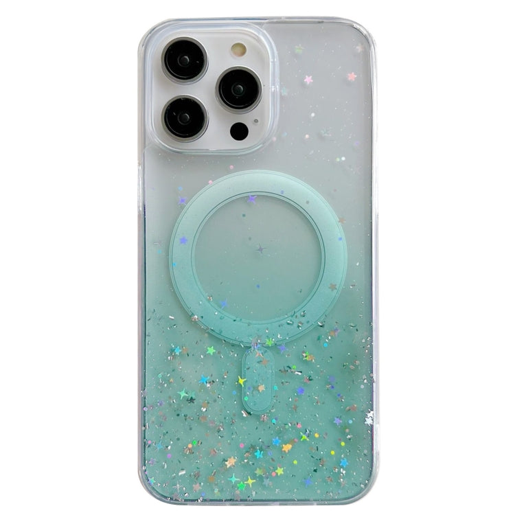 For iPhone 15 Pro MagSafe Glitter Hybrid Clear TPU Phone Case(Green) - iPhone 15 Pro Cases by buy2fix | Online Shopping UK | buy2fix