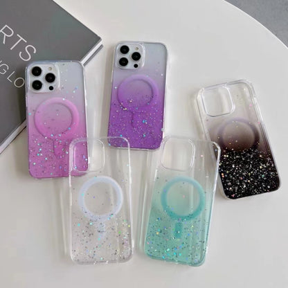 For iPhone 12 Pro MagSafe Glitter Hybrid Clear TPU Phone Case(Purple) - iPhone 12 / 12 Pro Cases by buy2fix | Online Shopping UK | buy2fix