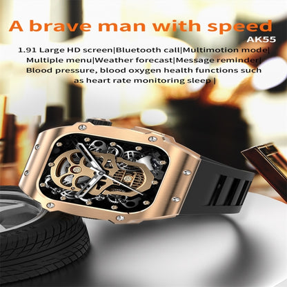 AK55 1.91 inch IP67 Waterproof Color Screen Smart Watch,Support Heart Rate / Blood Pressure / Blood Oxygen Monitoring(Gold) by buy2fix
