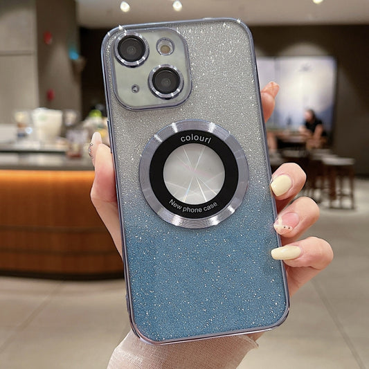 For iPhone 13 Gradient Glitter Electroplating MagSafe TPU Phone Case(Blue) by buy2fix