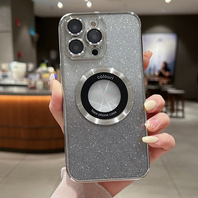 For iPhone 15 Pro Gradient Glitter Electroplating MagSafe TPU Phone Case(Silver) by buy2fix