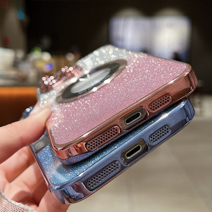 For iPhone 12 Pro Max Gradient Glitter Electroplating MagSafe TPU Phone Case(Rose) by buy2fix