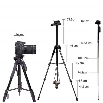 JMARY KP2264 Portable Detachable Tripod Mobile Phone SLR Camera Aluminium Alloy Stand(Black) - Tripods by Jmary | Online Shopping UK | buy2fix