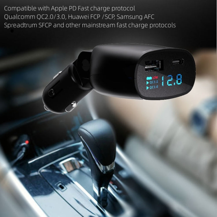 TR-83 QC3.0 + Type-C PD18W Super Fast Charger Adapter With LED Voltage Display - Car Charger by buy2fix | Online Shopping UK | buy2fix