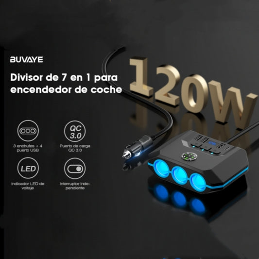 TR-52 With LED Voltage Display QC3.0 Car Fast Charging 3 Socket Adapter by buy2fix