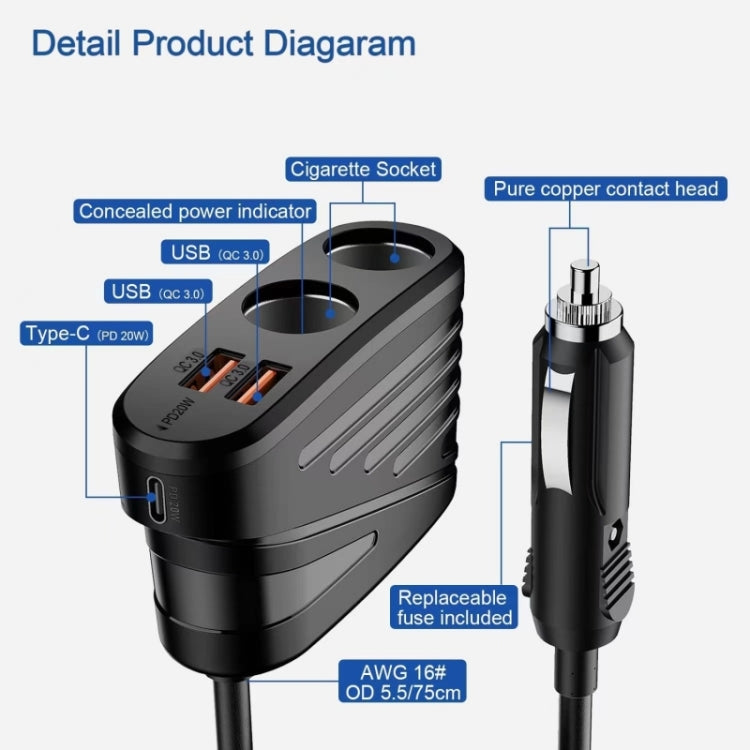 TR-31 PD 18W High Power Type-C + Dual USB QC 3.0 Fast Charger - Car Charger by buy2fix | Online Shopping UK | buy2fix