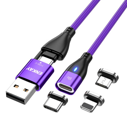 ENKAY 6-in-1 PD60W USB-A / Type-C to Type-C / 8 Pin / Micro USB Magnetic Fast Charging Cable, Cable Length:1m(Purple) - Charging Cable & Head by ENKAY | Online Shopping UK | buy2fix