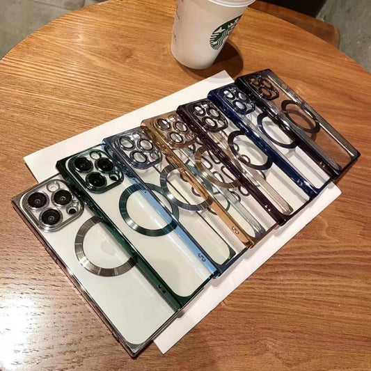 For iPhone 14 Plus Square Magsafe Electroplating TPU Phone Case(Purple) by buy2fix