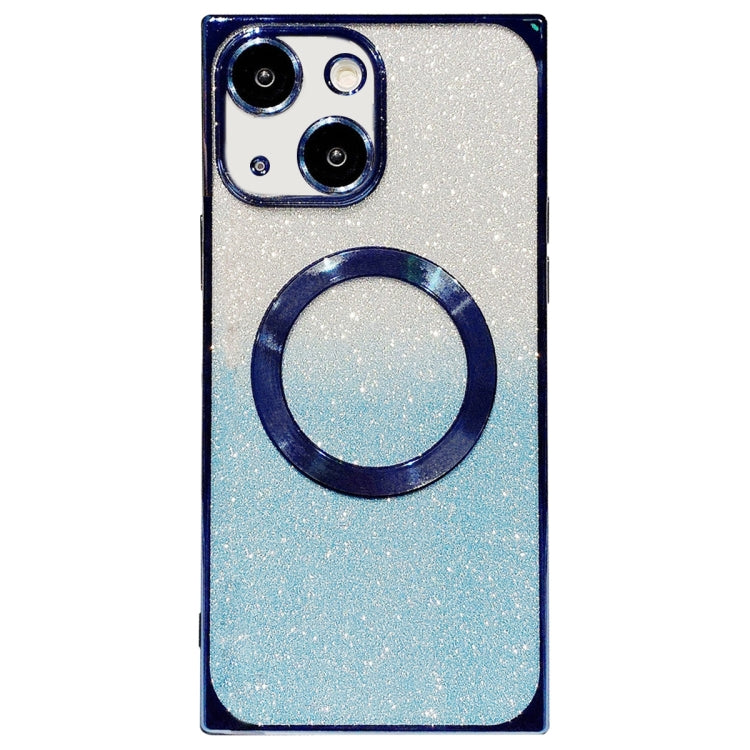 For iPhone 13 Square Gradient Magsafe Electroplating TPU Phone Case(Blue) - iPhone 13 Cases by buy2fix | Online Shopping UK | buy2fix