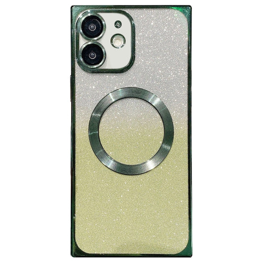 For iPhone 12 Square Gradient Magsafe Electroplating TPU Phone Case(Green) - iPhone 12 / 12 Pro Cases by buy2fix | Online Shopping UK | buy2fix