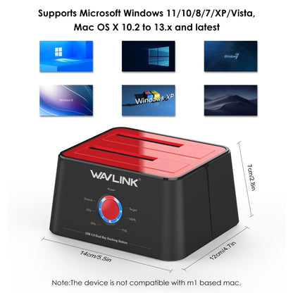 Wavlink ST334U SSD Dual Bay External Hard Drive Docking Station USB 3.0 to SATA I/II/III(US Plug) - External Hard Drives by buy2fix | Online Shopping UK | buy2fix