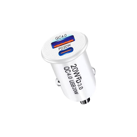 P10 Mini Style QC4.0 USB / PD20W Dual Port Car Charger(White) - Car Charger by buy2fix | Online Shopping UK | buy2fix