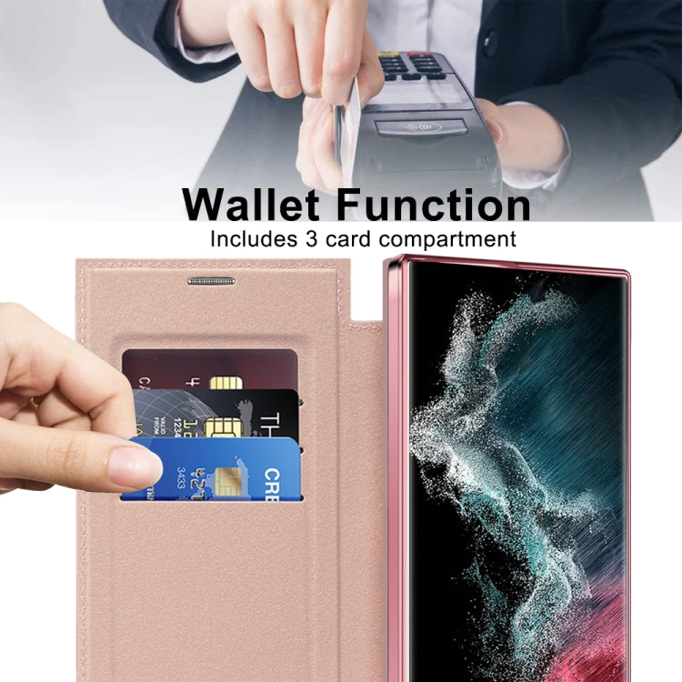 For Samsung Galaxy S22 Ultra 5G Shield MagSafe RFID Anti-theft Rhombus Leather Phone Case(Pink) by buy2fix