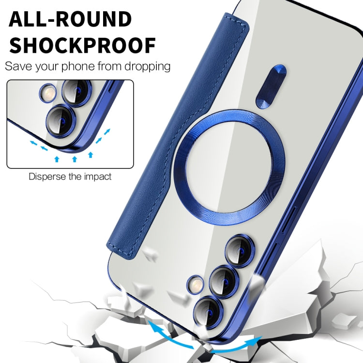 For Samsung Galaxy S23 FE 5G Shield MagSafe RFID Anti-theft Rhombus Leather Phone Case(Dark Blue) by buy2fix