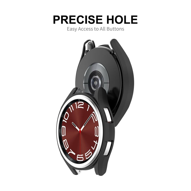 For Samsung Galaxy Watch6 Classic 47mm ENKAY Hat-Prince Electroplated Hard PC Case + 0.2mm 9H Glass Screen Protector(Black) by ENKAY