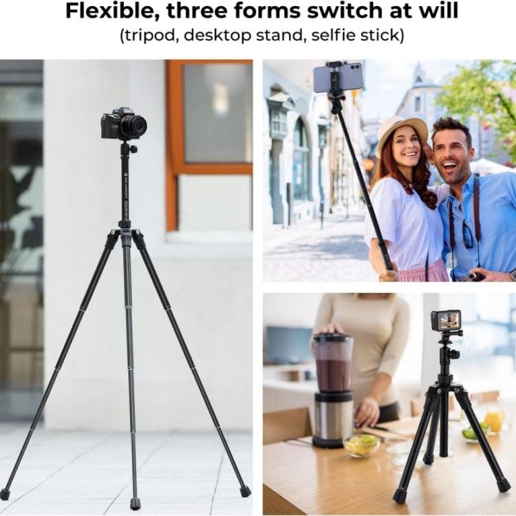 K&F Concept E224A3 DSLR Phone Tripod 67 inch Aluminum Mini Portable Video Camera Tripod(White) - Tripods by K&F | Online Shopping UK | buy2fix