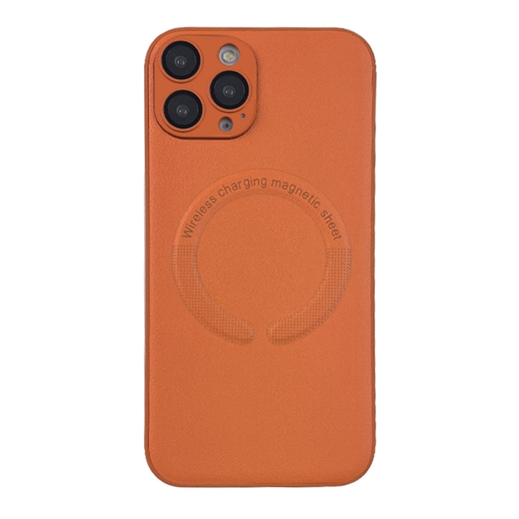 For iPhone 12 Pro Max MagSafe Leather All-inclusive TPU Shockproof Phone Case(Orange) - iPhone 12 Pro Max Cases by buy2fix | Online Shopping UK | buy2fix