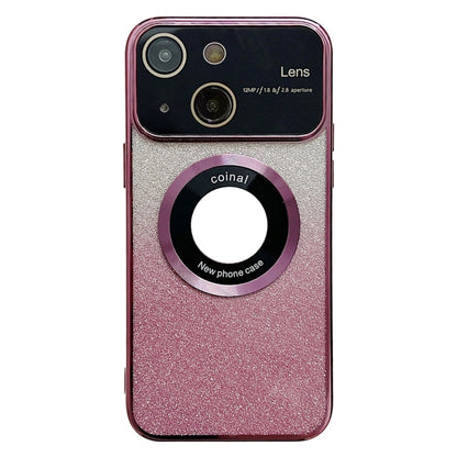 For iPhone 13 Large Window MagSafe Gradient Glitter Electroplating TPU Phone Case(Rose Red) - iPhone 13 Cases by buy2fix | Online Shopping UK | buy2fix