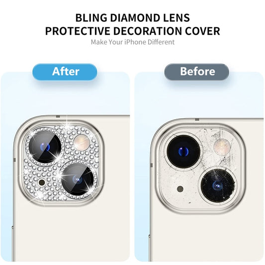 For iPhone 15 / 15 Plus ENKAY Hat-Prince Blink Diamond Camera Lens Aluminium Alloy + Tempered Glass Full Coverage Protector(Golden) by ENKAY