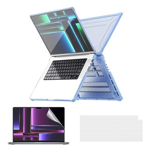 For MacBook Pro 14.2 A2442/A2779 ENKAY Hat-Prince 3 in 1 Protective Bracket Case Cover Hard Shell with TPU Keyboard Film / PET Screen Protector, Version:EU(Light Blue) - MacBook Pro Cases by ENKAY | Online Shopping UK | buy2fix