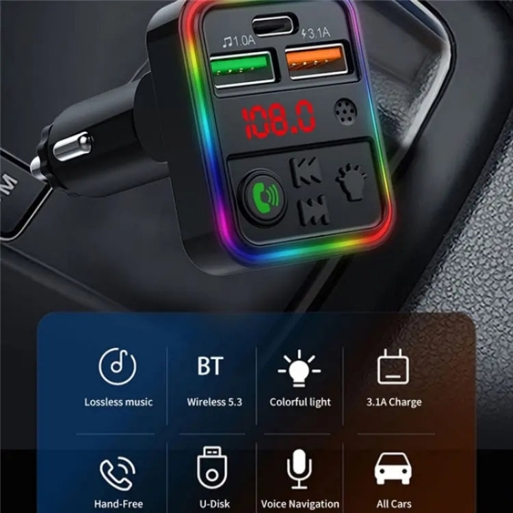 P18 Double USB Cigarette Lighter Bluetooth Car MP3 Music Player Hands-Free Calling Car Audio Device - Bluetooth Car Kits by buy2fix | Online Shopping UK | buy2fix