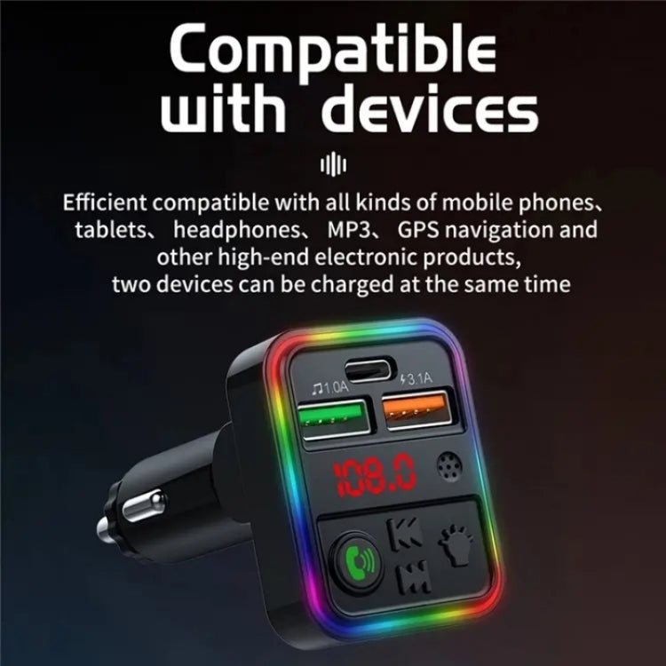 P18 Double USB Cigarette Lighter Bluetooth Car MP3 Music Player Hands-Free Calling Car Audio Device - Bluetooth Car Kits by buy2fix | Online Shopping UK | buy2fix