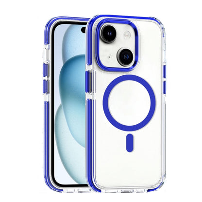 For iPhone 15 Plus Dual-color MagSafe TPU Hybrid Clear PC Shockproof Phone Case(Blue) - iPhone 15 Plus Cases by buy2fix | Online Shopping UK | buy2fix