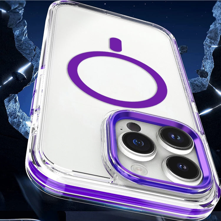 For iPhone 15 Dual-color MagSafe TPU Hybrid Clear PC Shockproof Phone Case(White) - iPhone 15 Cases by buy2fix | Online Shopping UK | buy2fix