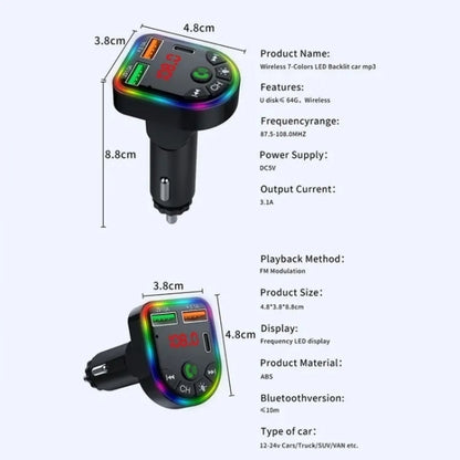 P20 Dual USB Port Car Bluetooth Hands-Free Calling Car MP3 Audio Digital Display USB Car Charger - Car Charger by buy2fix | Online Shopping UK | buy2fix