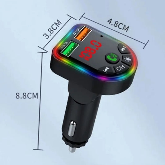 P5 Support U Disk Colorful Ambient Light Car Charger Digital Display Bluetooth Wireless Car MP3 Player by buy2fix
